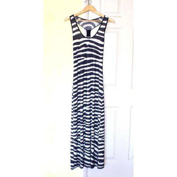 Calvin Klein Navy blue striped Maxi dress Size 8 sleeveless summer and beachy - Picture 3 of 10